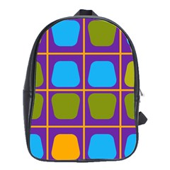 Shapes In Squares Pattern 			school Bag (large) by LalyLauraFLM