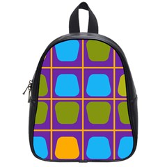 Shapes In Squares Pattern 			school Bag (small) by LalyLauraFLM