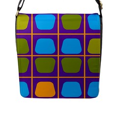 Shapes In Squares Pattern 			flap Closure Messenger Bag (l) by LalyLauraFLM