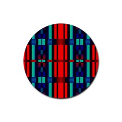 Stripes And Rectangles  			rubber Round Coaster (4 Pack) by LalyLauraFLM