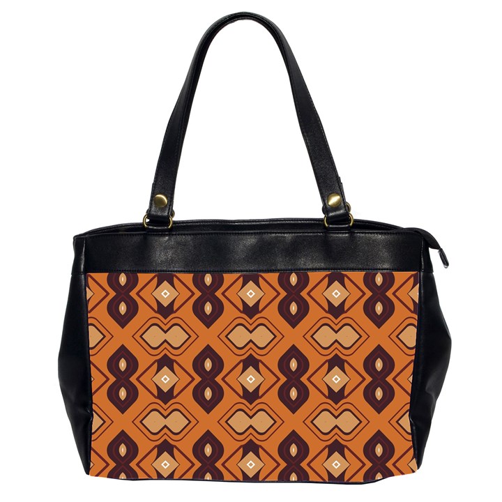 Brown leaves pattern Oversize Office Handbag (2 Sides)