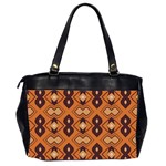 Brown leaves pattern Oversize Office Handbag (2 Sides) Back