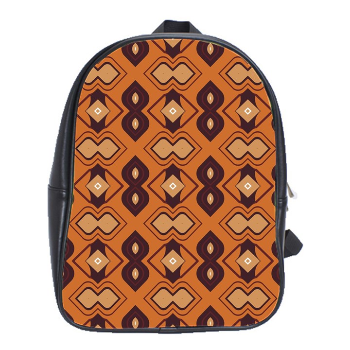 Brown leaves pattern 			School Bag (Large)