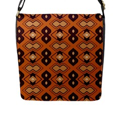 Brown Leaves Pattern 			flap Closure Messenger Bag (l) by LalyLauraFLM