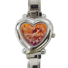 Vintage Ladies Artwork Orange Heart Italian Charm Watch by BrightVibesDesign