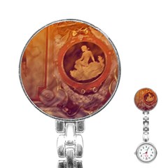 Vintage Ladies Artwork Orange Stainless Steel Nurses Watch by BrightVibesDesign