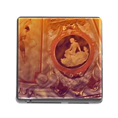 Vintage Ladies Artwork Orange Memory Card Reader (square) by BrightVibesDesign