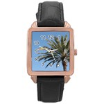 Tropical Palm Tree  Rose Gold Leather Watch  Front