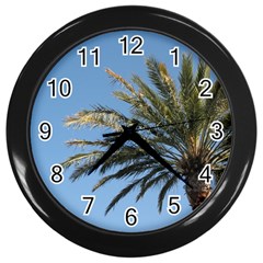 Tropical Palm Tree  Wall Clocks (black) by BrightVibesDesign