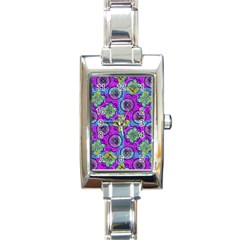 Collage Ornate Geometric Pattern Rectangle Italian Charm Watch by dflcprints