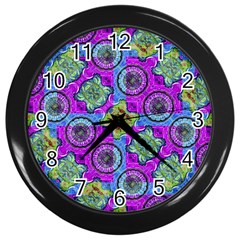 Collage Ornate Geometric Pattern Wall Clocks (black) by dflcprints