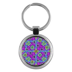 Collage Ornate Geometric Pattern Key Chains (round)  by dflcprints