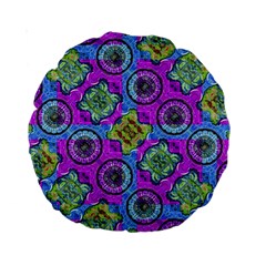 Collage Ornate Geometric Pattern Standard 15  Premium Round Cushions by dflcprints