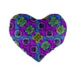 Collage Ornate Geometric Pattern Standard 16  Premium Heart Shape Cushions Front