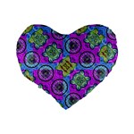 Collage Ornate Geometric Pattern Standard 16  Premium Heart Shape Cushions Back