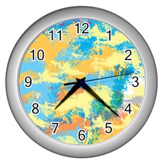 Abstract #5 Wall Clocks (silver)  by Uniqued