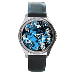 Abstract #8 Round Metal Watch