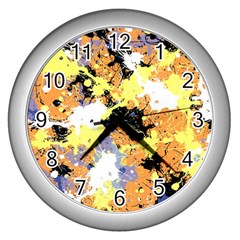 Abstract #9 Wall Clocks (silver)  by Uniqued