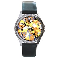 Abstract #10 Round Metal Watch by Uniqued