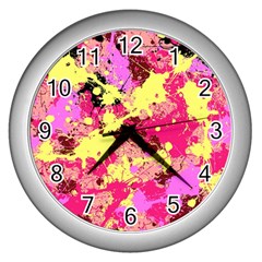 Abstract #11 Wall Clocks (silver)  by Uniqued