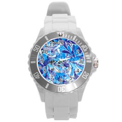 Abstract Floral Round Plastic Sport Watch (l)