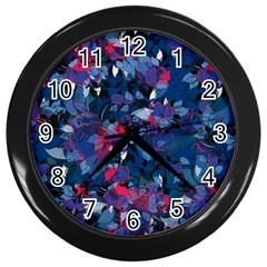 Abstract Floral #3 Wall Clocks (black) by Uniqued