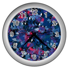 Abstract Floral #3 Wall Clocks (silver)  by Uniqued