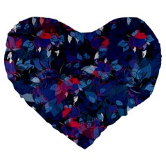 Abstract Floral #3 Large 19  Premium Flano Heart Shape Cushions by Uniqued