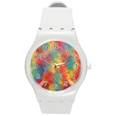 Abstract Elephant Round Plastic Sport Watch (m) by Uniqued