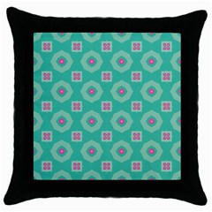 Pink Flowers And Other Shapes Pattern  			throw Pillow Case (black) by LalyLauraFLM