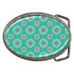 Pink flowers and other shapes pattern  			Belt Buckle Front