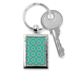 Pink Flowers And Other Shapes Pattern  			key Chain (rectangle) by LalyLauraFLM