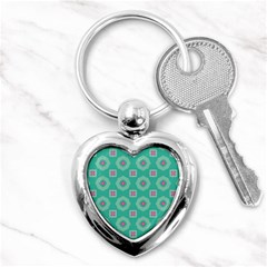 Pink Flowers And Other Shapes Pattern  			key Chain (heart) by LalyLauraFLM