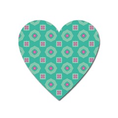 Pink Flowers And Other Shapes Pattern  			magnet (heart) by LalyLauraFLM