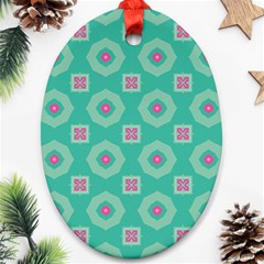 Pink Flowers And Other Shapes Pattern  			ornament (oval) by LalyLauraFLM