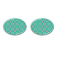 Pink Flowers And Other Shapes Pattern  			cufflinks (oval) by LalyLauraFLM