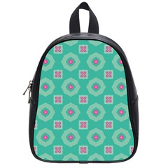 Pink Flowers And Other Shapes Pattern  			school Bag (small) by LalyLauraFLM