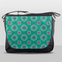 Pink Flowers And Other Shapes Pattern  			messenger Bag by LalyLauraFLM