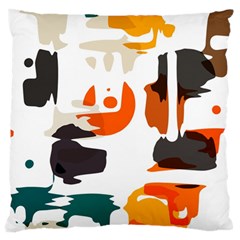 Shapes In Retro Colors On A White Background 	large Flano Cushion Case (two Sides) by LalyLauraFLM