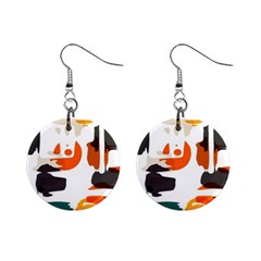 Shapes In Retro Colors On A White Background 			1  Button Earrings by LalyLauraFLM