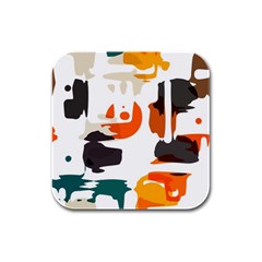 Shapes In Retro Colors On A White Background 			rubber Square Coaster (4 Pack by LalyLauraFLM