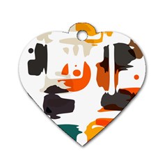 Shapes In Retro Colors On A White Background 			dog Tag Heart (one Side) by LalyLauraFLM