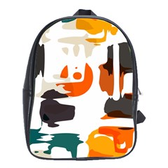 Shapes In Retro Colors On A White Background 			school Bag (large) by LalyLauraFLM