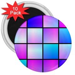 Gradient Squares Pattern  			3  Magnet (10 Pack) by LalyLauraFLM