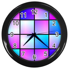 Gradient Squares Pattern  			wall Clock (black) by LalyLauraFLM