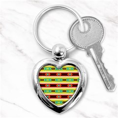 Rhombus Stripes And Other Shapes 			key Chain (heart) by LalyLauraFLM