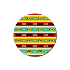 Rhombus Stripes And Other Shapes 			rubber Coaster (round) by LalyLauraFLM