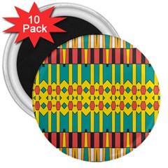 Shapes And Stripes  			3  Magnet (10 Pack) by LalyLauraFLM