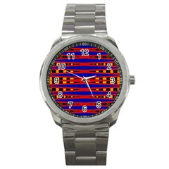 Bright Blue Red Yellow Mod Abstract Sport Metal Watch