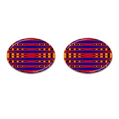 Bright Blue Red Yellow Mod Abstract Cufflinks (Oval)